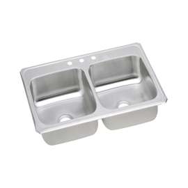 Celebrity Stainless Steel 43" X 22" X 6-7/8" 3-Hole Equal Double Bowl Drop-In Sink, CR43223