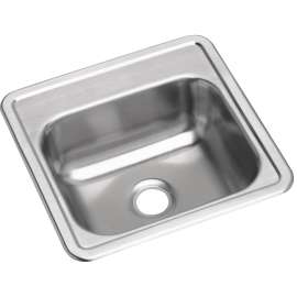 Dayton Stainless Steel 15" X 15" X 5-3/16", 0-Hole Single Bowl Drop-In Bar Sink With 2" Drain Opening, D115150