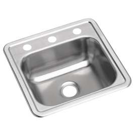 Dayton Stainless Steel 15" X 15" X 5-3/16" 3-Hole Single Bowl Drop-In Bar Sink With 2" Drain Opening, D115153
