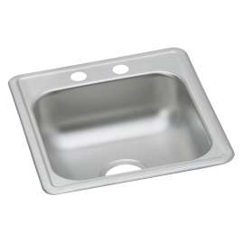 Dayton Stainless Steel 17" X 19" X 6-1/8" 2-Hole Single Bowl Drop-In Bar Sink, D117192
