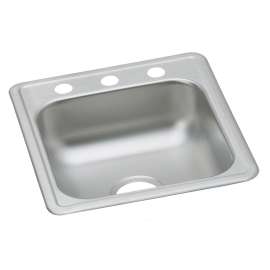 Dayton Stainless Steel 17" X 19" X 6-1/8" 3-Hole Single Bowl Drop-In Bar Sink, D117193