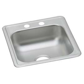 Dayton Stainless Steel 17" X 21-1/4" X 6-1/2" 2-Hole Single Bowl Drop-In Bar Sink, D117212