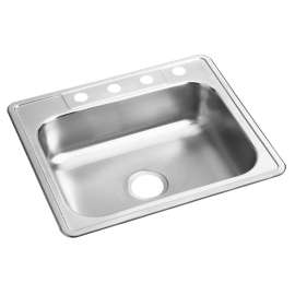 Dayton Stainless Steel 25" X 21-1/4" X 6-9/16" 4-Hole Single Bowl Drop-In Sink, D125214