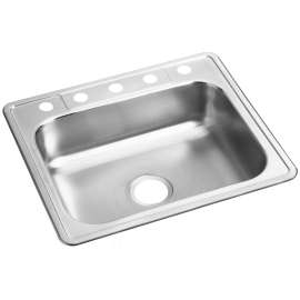 Dayton Stainless Steel 25" X 22" X 6-9/16" 5-Hole Single Bowl Drop-In Sink, D125225