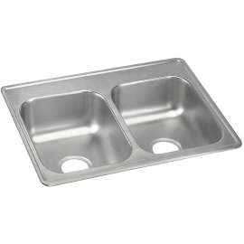 Dayton Stainless Steel 25" X 19" X 6-5/16", 0-Hole Equal Double Bowl Drop-In Sink, D225190