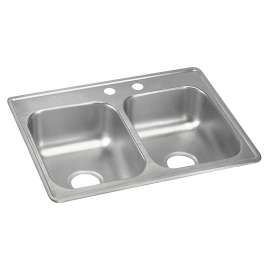 Dayton Stainless Steel 25" X 19" X 6-5/16" Mr2-Hole Equal Double Bowl Drop-In Sink, D22519MR2