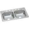 Dayton Stainless Steel 33" X 19" X 6-7/16" 5-Hole Equal Double Bowl Drop-In Sink, D233195