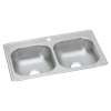 Dayton Stainless Steel 33" X 22" X 6-9/16" 1-Hole Equal Double Bowl Drop-In Sink, D233221