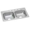 Dayton Stainless Steel 33" X 22" X 6-9/16" 4-Hole Equal Double Bowl Drop-In Sink, D233224