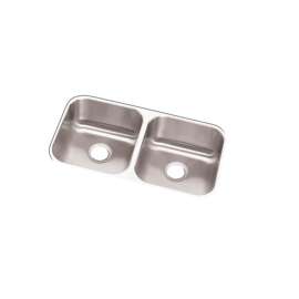 Dayton Stainless Steel 31-3/4" X 18-1/4" X 9" Equal Double Bowl Undermount Sink, DCFU31189