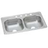 Dayton Stainless Steel 33" X 22" X 7-1/16" 3-Hole Equal Double Bowl Drop-In Sink (10 Pack), DDW10233223
