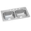 Dayton Stainless Steel 33" X 22" X 7-1/16" 4-Hole Equal Double Bowl Drop-In Sink (10 Pack), DDW10233224