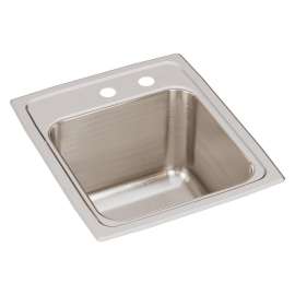 Lustertone Classic Stainless Steel 15" X 17-1/2" X 10" Mr2-Hole Single Bowl Drop-In Sink, DLR151710MR2