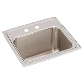 Lustertone Classic Stainless Steel 17" X 16" X 10-1/8" 2-Hole Single Bowl Drop-In Sink, DLR1716102