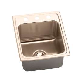 Cuverro Antimicrobial Copper 17" X 22" X 10-1/8" 2-Hole Single Bowl Drop-In Sink, DLR1722102-CU