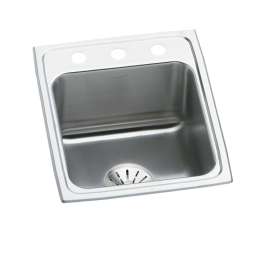 Lustertone Classic Stainless Steel 17" X 22" X 10-1/8" 3-Hole Single Bowl Drop-In Sink With Perfect Drain(R), DLR172210PD3