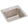 Lustertone Classic Stainless Steel 19-1/2" X 19" X 10-1/8" Mr2-Hole Single Bowl Drop-In Laundry Sink, DLR191910MR2