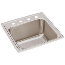Lustertone Classic Stainless Steel 19-1/2" X 19" X 10-1/8" Os4-Hole Single Bowl Drop-In Laundry Sink, DLR191910OS4