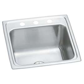 Lustertone Classic Stainless Steel 19-1/2" X 19" X 10-1/8" 3-Hole Single Bowl Drop-In Laundry Sink W/Perfect Drain(R), DLR191910PD3