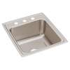 Lustertone Classic Stainless Steel 19-1/2" X 22" X 10-1/8" 3-Hole Single Bowl Drop-In Sink, DLR2022103