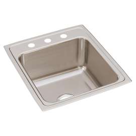 Lustertone Classic Stainless Steel 19-1/2" X 22" X 10-1/8" 3-Hole Single Bowl Drop-In Sink, DLR2022103