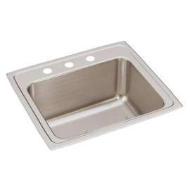 Lustertone Classic Stainless Steel 22" X 19-1/2" X 10-1/8" 3-Hole Single Bowl Drop-In Sink, DLR2219103