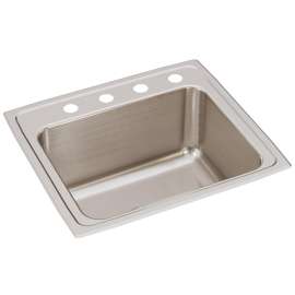 Lustertone Classic Stainless Steel 22" X 19-1/2" X 10-1/8" 4-Hole Single Bowl Drop-In Sink, DLR2219104