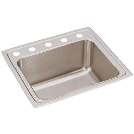 Lustertone Classic Stainless Steel 22" X 19-1/2" X 10-1/8" 5-Hole Single Bowl Drop-In Sink, DLR2219105