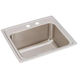 Lustertone Classic Stainless Steel 22" X 19-1/2" X 10-1/8" Mr2-Hole Single Bowl Drop-In Sink, DLR221910MR2