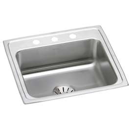 Lustertone Classic Stainless Steel 22" X 19-1/2" X 10-1/8" 3-Hole Single Bowl Drop-In Sink With Perfect Drain(R), DLR221910PD3