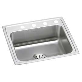 Lustertone Classic Stainless Steel 22" X 19-1/2" X 10-1/8" 4-Hole Single Bowl Drop-In Sink With Perfect Drain(R), DLR221910PD4