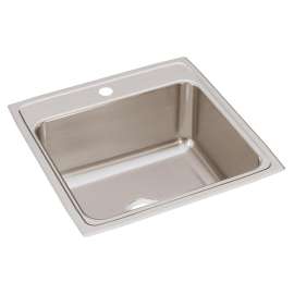 Lustertone Classic Stainless Steel 22" X 22" X 10-1/8" 1-Hole Single Bowl Drop-In Sink, DLR2222101