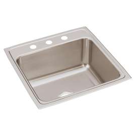 Lustertone Classic Stainless Steel 22" X 22" X 10-1/8" 3-Hole Single Bowl Drop-In Sink, DLR2222103