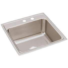 Lustertone Classic Stainless Steel 22" X 22" X 10-1/8" Mr2-Hole Single Bowl Drop-In Sink, DLR222210MR2