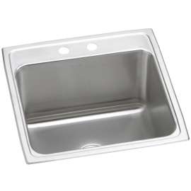 Lustertone Classic Stainless Steel 22" X 22" X 12-1/8" 2-Hole Single Bowl Drop-In Sink, DLR2222122