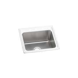 Lustertone Classic Stainless Steel 25" X 21-1/4" X 10-1/8" 4-Hole Single Bowl Drop-In Sink, DLR2521104