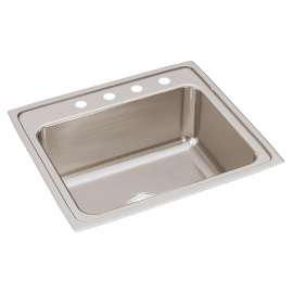 Lustertone Classic Stainless Steel 25" X 22" X 10-3/8" 4-Hole Single Bowl Drop-In Sink, DLR2522104