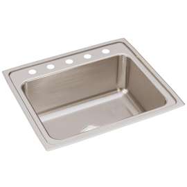 Lustertone Classic Stainless Steel 25" X 22" X 10-3/8" 5-Hole Single Bowl Drop-In Sink, DLR2522105