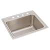 Lustertone Classic Stainless Steel 25" X 22" X 12-1/8" 4-Hole Single Bowl Drop-In Sink, DLR2522124