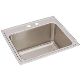Lustertone Classic Stainless Steel 25" X 22" X 12-1/8" Mr2-Hole Single Bowl Drop-In Sink, DLR252212MR2