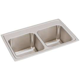 Lustertone Classic Stainless Steel 29" X 18" X 10", 0-Hole Equal Double Bowl Drop-In Sink, DLR2918100