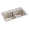 Lustertone Classic Stainless Steel 29" X 18" X 10" 1-Hole Equal Double Bowl Drop-In Sink, DLR2918101