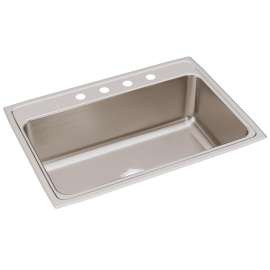 Lustertone Classic Stainless Steel 31" X 22" X 10-1/8" 4-Hole Single Bowl Drop-In Sink, DLR3122104