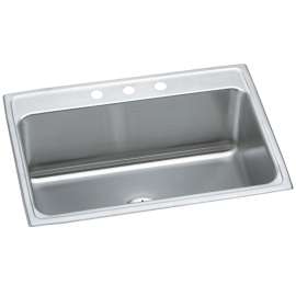 Lustertone Classic Stainless Steel 31" X 22" X 10-1/8" 3-Hole Single Bowl Drop-In Sink With Perfect Drain(R), DLR312210PD3