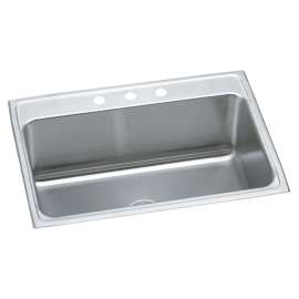 Lustertone Classic Stainless Steel 31" X 22" X 11-5/8" 3-Hole Single Bowl Drop-In Sink, DLR3122123