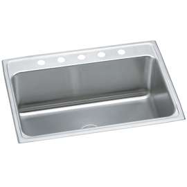 Lustertone Classic Stainless Steel 31" X 22" X 11-5/8" 5-Hole Single Bowl Drop-In Sink, DLR3122125