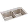 Lustertone Classic Stainless Steel 33" X 19-1/2" X 10-1/8", 0-Hole Equal Double Bowl Drop-In Sink, DLR3319100