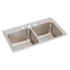 Lustertone Classic Stainless Steel 33" X 19-1/2" X 10-1/8" 3-Hole Equal Double Bowl Drop-In Sink, DLR3319103