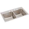 Lustertone Classic Stainless Steel 33" X 19-1/2" X 10-1/8" 4-Hole Equal Double Bowl Drop-In Sink, DLR3319104