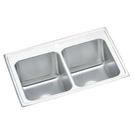 Lustertone Classic Stainless Steel 33" X 22" X 10-1/8" 1-Hole Equal Double Bowl Drop-In Sink, DLR3322101